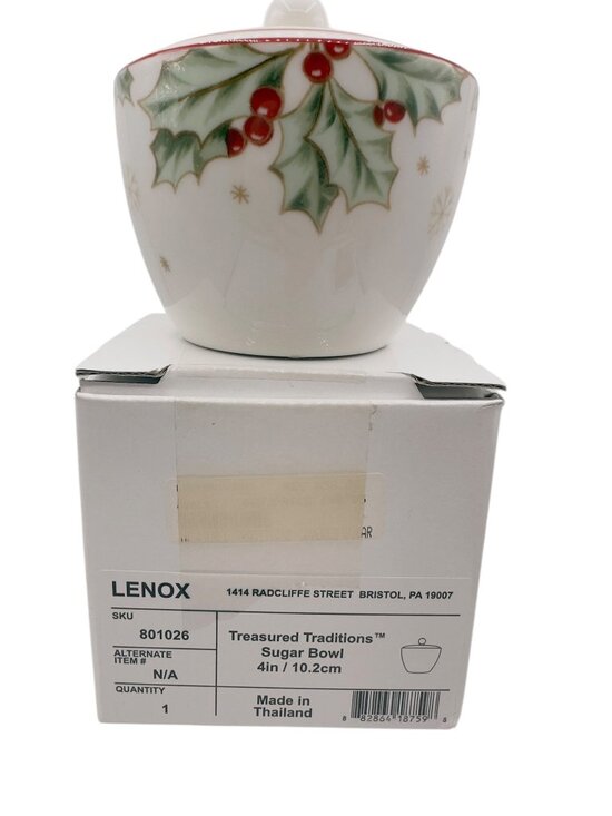Lenox Other - Lenox Treasured Traditions Sugar Bowl 801026 Holly Christmas w Lid Box